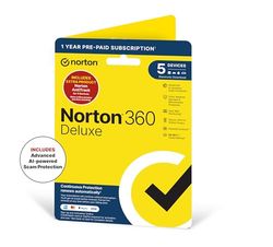 Norton 360 Deluxe & Antitrack 2024, Antivirus Software for 5 Devices, 50GB, 12 Month Subscription ‎with ‎Automatic Renewal