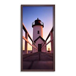 Wee Blue Coo Old English Lighthouse Long Panel Framed Wall Art Print