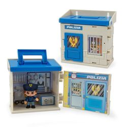 Giochi Preziosi Police - Playset Bureau de Police, Comprend Un Personnage articulé de 7 cm et des Accessoires, Une poignée de Transport Pratique, pour Les Enfants à partir de 4 Ans