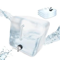 Relaxdays opvouwbare jerrycan set van 4, 20 l, watercontainer met kraantje, BPA-vrij, smaakloos, transparant/zwart