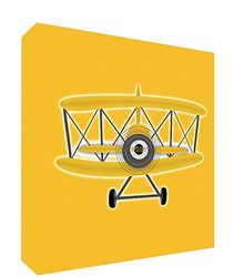 Feel Good Art kanvas på ram med Front Solid in Style D illustration modern flygplan sporttid gul 14,8 x 21 x 2 cm stor