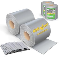 VOUNOT® Brise Vue Occultant Clôture en PVC 450 g/m² Protection Visuelle pour Jardin Lamelle Occultation 19 cm x 140 m avec 80 Clips de Fixation pour Panneau Grillagé Clôtures Rigides Gris Clair