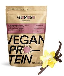 Protéine végétalienne saveur Vanille en poudre 100% bio - 400 g - Idéal pour régimes alimentaires, augmenter ou maintenir la pâte musculaire - Sans lactose ni Gluten - Glorieux Super Nutrients