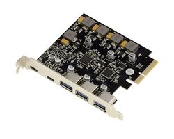 KALEA-INFORMATIQUE USB 3.1 10G 5-Puertos PCIe 3-Puertos Tipo A y 2-Puertos Tipo C Tarjeta Controladora Autoalimentada de Alta Potencia. Mediante chipset VL820 y ASM3142