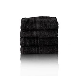 Glart Premium frottéhandduk set, frottéserie i 6 färger och 5 storlekar, färg: svart, 4 x gästhanddukar 30 x 50 cm