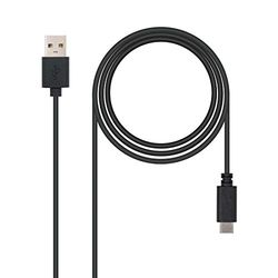 USB 2.0 type C naar USB type A kabel, met snellaadvermogen tot 3 A kleur zwart, lengte 2,0 meter, ideaal voor het aansluiten van verschillende apparaten.