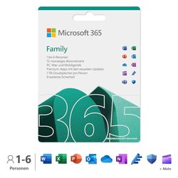 Microsoft 365 Family | 12 Months, Up to 6 Users | Word, Excel, PowerPoint | 1TB OneDrive Cloud Storage | PCs/Macs & Mobile Devices | Box