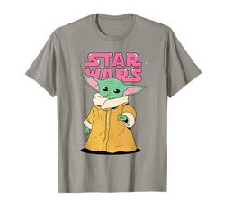 Star Wars The Mandalorian The Child Pink Bubble Letters Maglietta