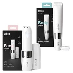 Braun Face Spa, Depilatore Donna Epilatore Viso e Corpo con Rifinitore, Ideale per la zona Bikini, Idea Regalo, BS1000 Bianco & Face Rasoio Viso Donna Elettrico Tocco Finale Per Baffetti