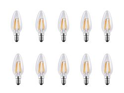 Electraline 92280 lampadine a candela LED filamento basso consumo 4W=40W luce calda attacco piccolo E14, 10 pezzi