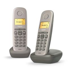 Gigaset A170 Duo - 2 téléphones DECT sans fil - écran avec rétro-éclairage - identification de l'appelant - 18 heures d'autonomie en conversation - répertoire avec 50 contacts, couleur taupe