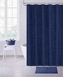 Dainty Home Paris Rideau de Douche en Tissu chinelle, Bleu Marine, 70x72''