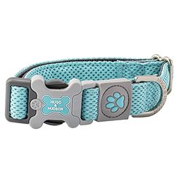 HUGO & HUDSON Hondenhalsband met Quick Release Safety Plastic Bone Buckle - Zachte lichtgewicht mesh kraag voor kleine, middelgrote en XL honden - Aqua - MW