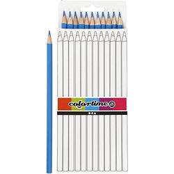 Colortime Crayons de couleur, L: 17 cm, mine: 3 mm, light blue, base, 12pièces