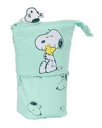 Safta SNOOPY GROOVY - Portatodo Convertible en Cubilete, Estuche Infantil, Estuche Niño, Ideal para Niños en Edad Escolar, Cómodo y Versátil, Calidad y Resistencia, 8x6x19 cm, Color Verde Agua