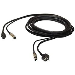 Proel PH100LU20 professionele audio/stroomcombi-kabel (6,3 mm XLRF, vergrendelbaar, Schuko 16 A, 3 x 1,5 mm2 op XLRM, EC3P stroomaansluiting-stekker, 20 m) zwart