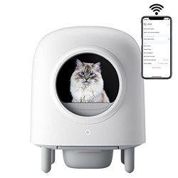 Bac à Litière Automatique Autonettoyante électrique pour Chat, Maison de Toilette Connectée Chat, Litière à Nettoyage Automatique, Litter Box Autonettoyante, Contrôle des Odeurs, APP contrôle