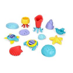 Green Toys Tide Pool Deluxe Set - 12pc Bath Toy Set Made from 100% Recycled Plastic , Top Sand and Water Toys , Baby Bath Toys