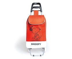 Excelsa Peanuts Snoopy Carrello Spesa, 38 lt, Poliestere, Rosso, 90x34x4 cm