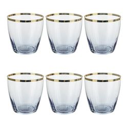 KASANOVA Lot de 6 verres à eau bleu 365 ml avec bord or brillant