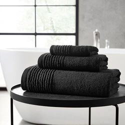 Vera Wang - Set di asciugamani da bagno, decorazione da bagno in cotone di lusso, altamente assorbenti e di peso medio (piega scolpita nera, 6 pezzi)