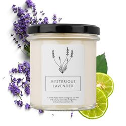 Hagi Mysterious Lavender Sojakaars, Lavendel Geurkaarsen in een Glas, Geurkaars, Bloemengeur, Lavendelolie, Bergamotolie, Vegan, Ecologische Sojawas, 230 g, Brandduur ca. 75 h