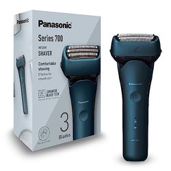 Panasonic Series 700 ES-ALT4B Afeitadora Eléctrica 3 Hojas para Uso en Seco y Húmedo para Hombres, Inalámbrica Impermeable, Sensor Receptivo, Cabezal Flexible, Trimmer, Agarre Ergonómico, Azul