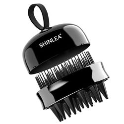 SHINLEA Haarhoofdhuidmassager, dubbele kop shampoo borstel haarscrub borstel voor haargroei en hoofdmassage (zwart)