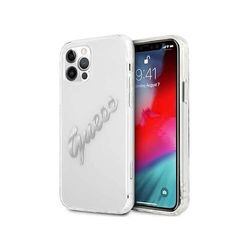 Guess laag voor iPhone 12 Pro Max, origineel, schokbestendig, zilverkleurig