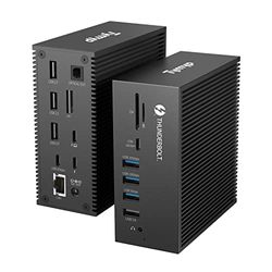 Dockningsstation Thunderbolt 3, USB C-dockning 18 i 1 med 2 x Thunderbolt 3 40 Gbps, DP 8K för bärbar dator, optiskt ljud (S/PDIF), 2 x USB-A och USB-C 10 Gbps, USB-C och USB-A 5 Gbps, SD/TF,