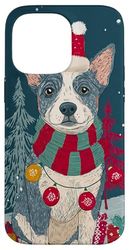 Australian Cattle Christmas Dog Santa Hat Scarf Case for iPhone 14 Pro Max