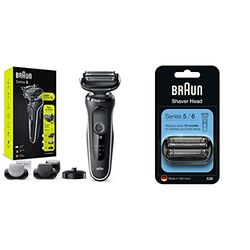 Braun Series 5 Electric Shaver with Beard Trimmer, 50-W4650cs, White Razor Rated Which? Best Buy & Series 5 Electric Shaver Replacement Head, 53B, Black