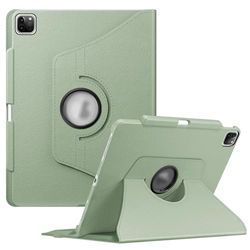 FINTIE Roterende hoes compatibel met iPad Pro 12,9 inch (2022/2021/2020/2018, 6e/5e/4e/3e generatie) - 360 graden draaibare beschermhoes met potloodhouder, automatisch slapen/waken, saliegroen