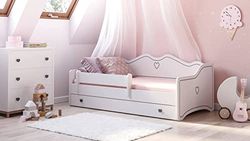 Dmora - Lit Simple Lublin, Sommier pour Chambre, Literie par Chambre, Support de Matelas, 164x85 h70 cm, Blanc et Gris