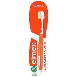ELMEX - Brosse a Dents Anti-Caries Douceur - Manche Avec 25 % de Plastique Recycle - Souple - Nettoyage de la dentition en douceur et en profondeur