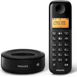 Philips Téléphone DECT D1651B/01 - Téléphone Fixe sans Fil avec Répondeur - avec Identification de l'Appelant - Répertoire pour jusqu'à 50 Noms - Contrôle Automatique du Volume - Noir