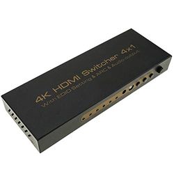 Cablematic - HDMI-selector met audio met 4 ingangen naar 1 HDMI-uitgang en 1 analoge audio-uitgang