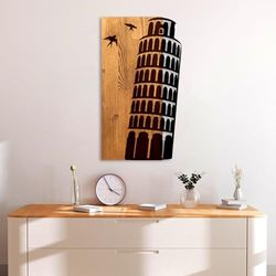 Elegant dekorativa väggtillbehör i trä, valnöt och svart, 32 x 58 x 3 cm | 50% trä (3 cm) och 50% metall (1,5 cm) | unik design för snygg heminredning