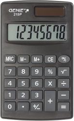 Genie Calculatrice 215 Chiffres P8 - Double Alimentation (Solaire et Pile) - Design Compact - Gris
