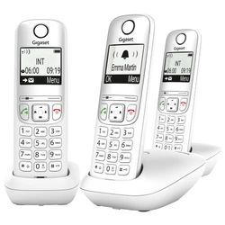 Gigaset A695 Trio - téléphone DECT sans Fil - 3 combinés avec Grand écran à Haut Contraste - Excellente qualité Audio - Fonction Mains Libres - Protection d'appels, Blanc [Version française]