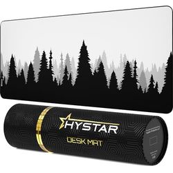 Hystar Uitgebreide gamingmuismat | XXL 36" x 16" | 5mm dik, waterdicht oppervlak, gladde polyesterstof en natuurlijke rubberen basis | Arctic
