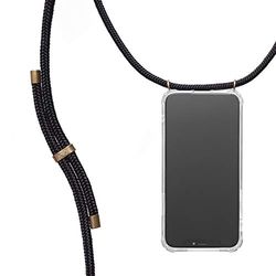 KNOK Case Coque iPhone 11 Pro Cordon Tour De Cou Telephone - Pochette pour Telephone Portable, Cordon Collier, Dragonne Telephone Portable, Coque Collier - Étuis À Bandoulière Et Cordon Collier Noir