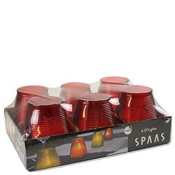 Spaas Tray of 6 Unscented D'light Jar Candles, 45 Hours, Red