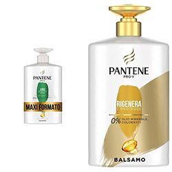 Pantene Pro-V Shampoo Lisci Effetto Seta, Formula Pro-V + Antiossidanti, per capelli opachi e crespi, 1000ML & Pro-V Balsamo Capelli Protezione Cheratina, Rigenera e Protegge, 900ml