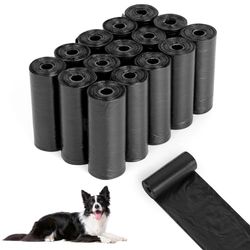 AiQInu 225 PCS Bolsas Caca Perro, Dog Poop Bags Negro Bolsas Excrementos Perros, Robusto y a Prueba de Fugas, Sin Fragancia Adecuado Salir de Casa, 22 * 30cm (15 Rollos, 15 por Rollo)