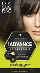 Llongueras Tintura per Capelli, Color Advance Hair Colour, 200 gr, 3-Dark Brown