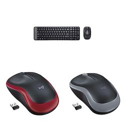 Logitech MK220 Compact Wireless Keyboard and Mouse Combo & Logitech M185 Wireless Mouse, 2.4GHz with USB Mini Receiver & Logitech M185 Wireless Mouse, 2.4GHz with USB Mini Receiver