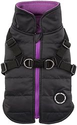 Puppia Papd-Vt1366-Bk-M - Gilet Invernale Impermeabile con Imbracatura Integrata, Nero, M, 1 Pezzo