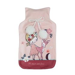 Douceur d'Intérieur Bambi - Bolsa de agua caliente, con funda, 21 x 34 cm, forro polar estampado, PVC liso