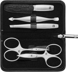 ZWILLING Set manicure (5 pezzi, custodia in pelle di yak, con cerniera, con forbici per unghie e cuticole), premium, nero